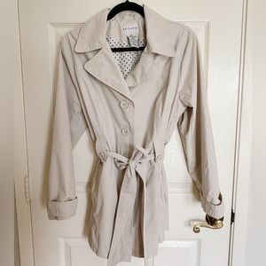Vintage White Stag Women's Belted Polyester Trench Coat Beige Size Large